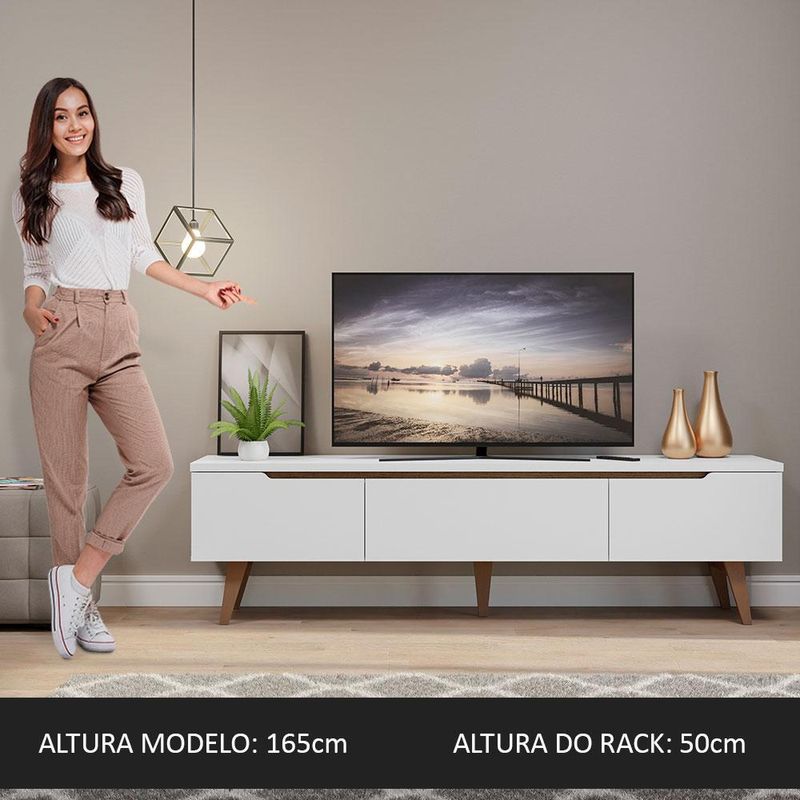 Rack para tv até 75 polegadas madesa reims 2 portas 1 gaveta - branco