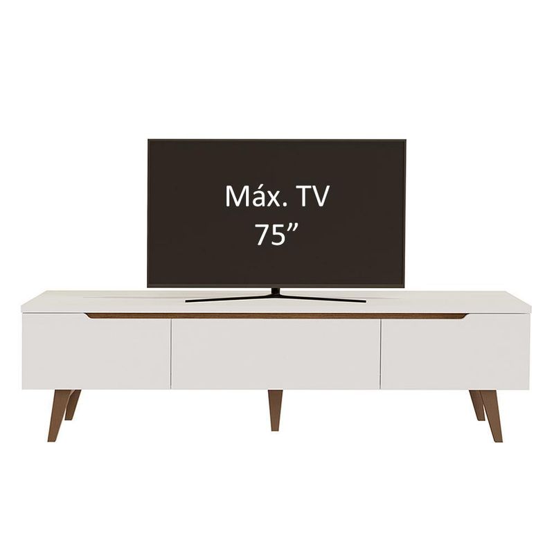 Rack para tv até 75 polegadas madesa reims 2 portas 1 gaveta - branco
