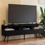 Rack para tv até 65 polegadas com pés retro preto londres madesa