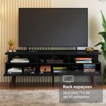 Rack para tv até 65 polegadas com pés retro preto londres madesa