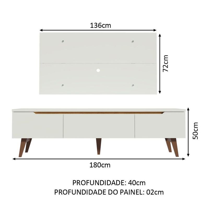 Rack madesa reims e painel para tv até 55 polegadas 2 portas e 1 gaveta - branco