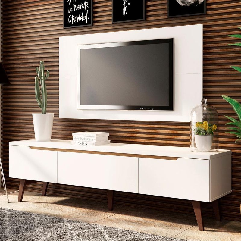 Rack madesa reims e painel para tv até 55 polegadas 2 portas e 1 gaveta - branco