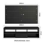 Rack com painel para tv até 65 polegadas preto orlando madesa