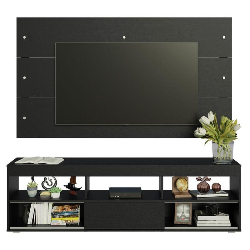 Rack com painel para tv até 65 polegadas preto orlando madesa