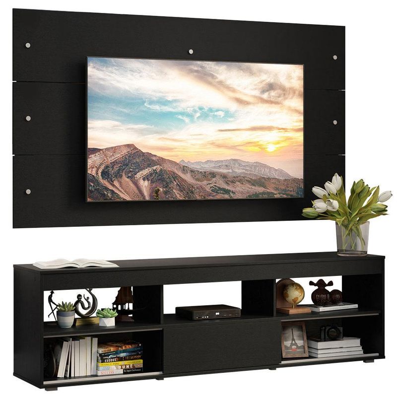 Rack com painel para tv até 65 polegadas preto orlando madesa