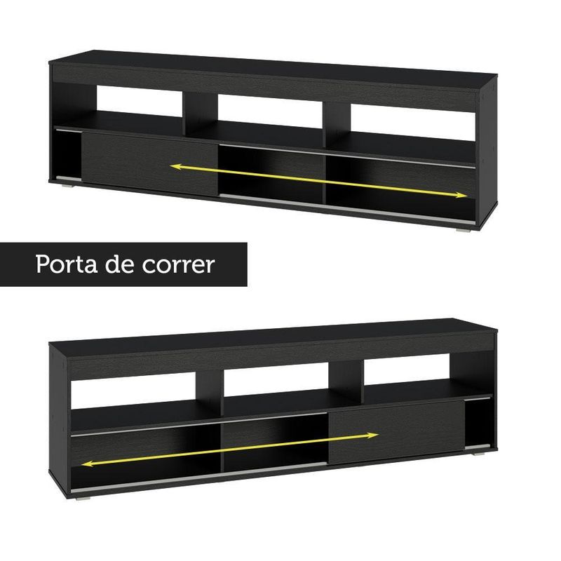 Rack com painel para tv até 65 polegadas preto orlando madesa