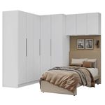 Quarto completo solteiro de canto 415 cm branco neo madesa