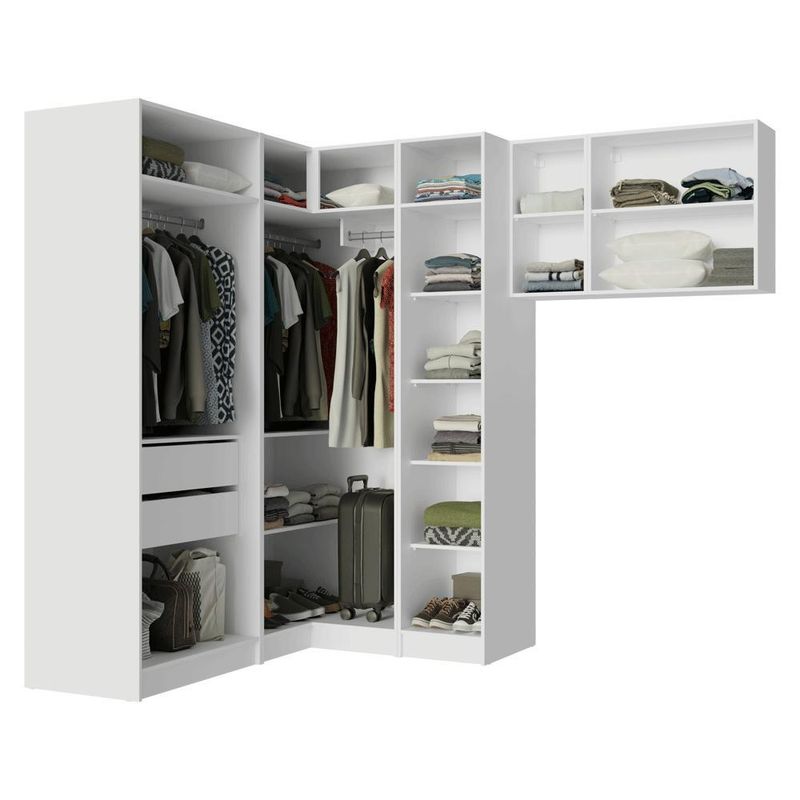 Quarto completo solteiro de canto 415 cm branco neo madesa