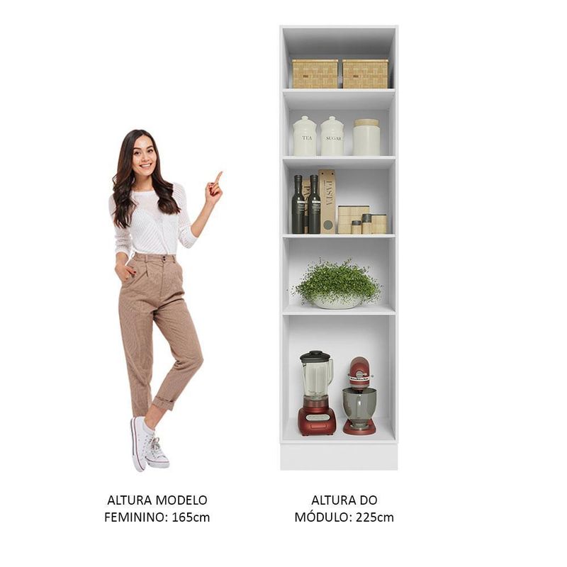 Paneleiro 60 cm com nichos abertos para cozinha madesa glamy, agata, stella - branco