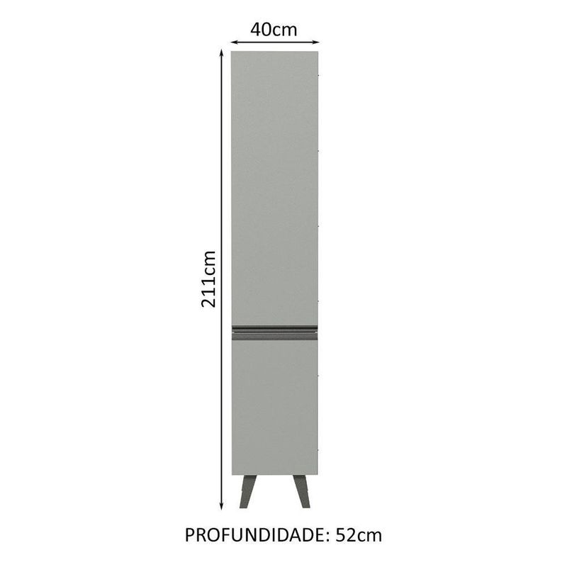 Paneleiro armário de cozinha 40 cm 2 portas cinza nice madesa