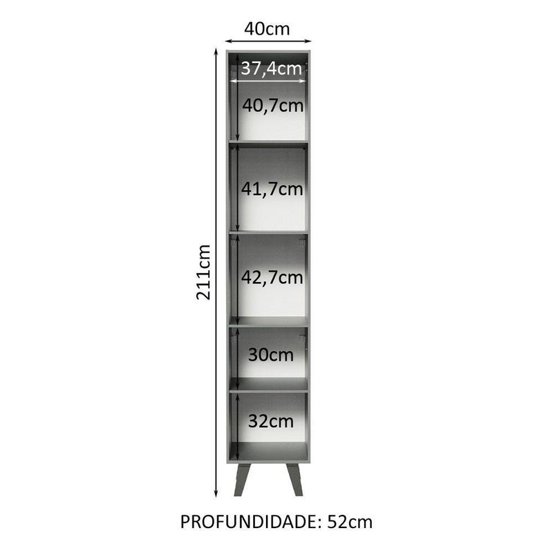 Paneleiro armário de cozinha 40 cm 2 portas cinza nice madesa