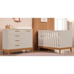 Jogo de Quarto Infantil Flip Cômoda 1 Porta 4 Gavetas MDF 112 cm Areia Fosco Reller Móveis