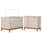 Jogo de Quarto Infantil Flip Cômoda 1 Porta 4 Gavetas MDF 112 cm Areia Fosco Reller Móveis