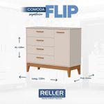 Jogo de Quarto Infantil Flip Cômoda 1 Porta 4 Gavetas MDF 112 cm Areia Fosco Reller Móveis