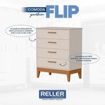 Jogo de Quarto Infantil Flip com Cômoda 4 Gavetas em MDF Bege Reller Móveis