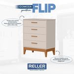 Jogo de Quarto Infantil Flip com Cômoda 4 Gavetas em MDF Bege Reller Móveis