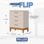 Jogo de Quarto Infantil Flip com Cômoda 4 Gavetas em MDF Bege Reller Móveis