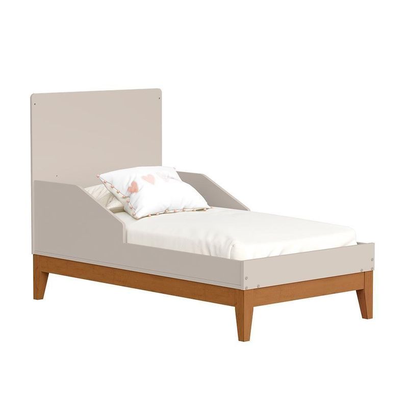 Berço Americano Mini Cama Flip com Colchão Supreme em MDF Bege Fosco com Regulagem de Altura