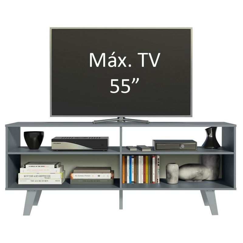Rack para tv até 55 polegadas madesa oslo com 2 portas - cinza