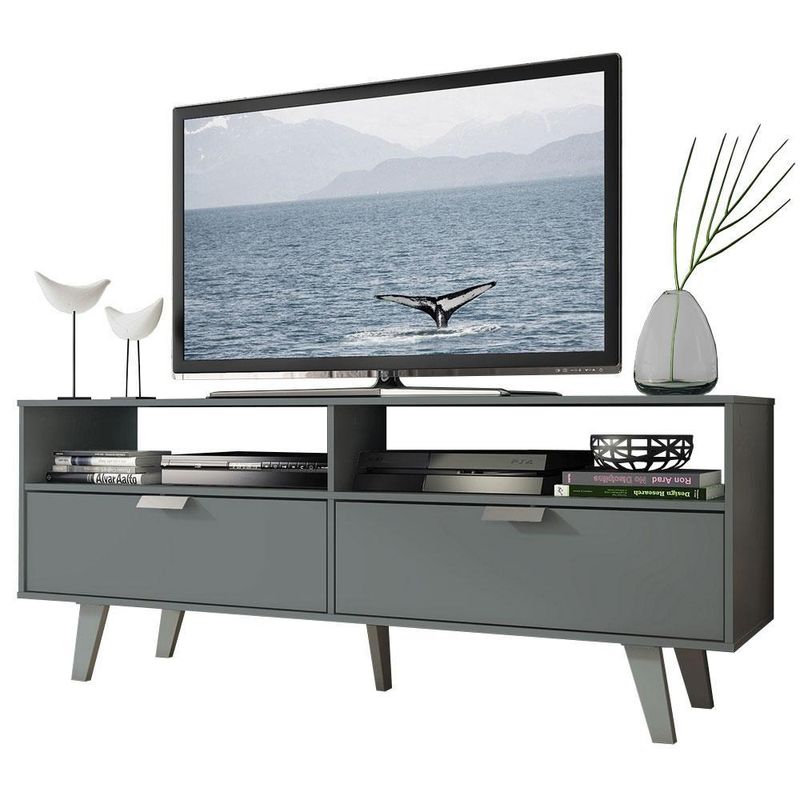 Rack para tv até 55 polegadas madesa oslo com 2 portas - cinza