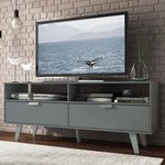 Rack para tv até 55 polegadas madesa oslo com 2 portas - cinza