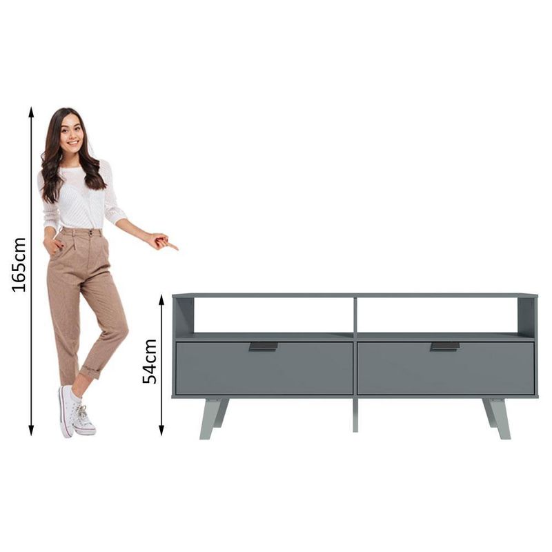 Rack para tv até 55 polegadas madesa oslo com 2 portas - cinza