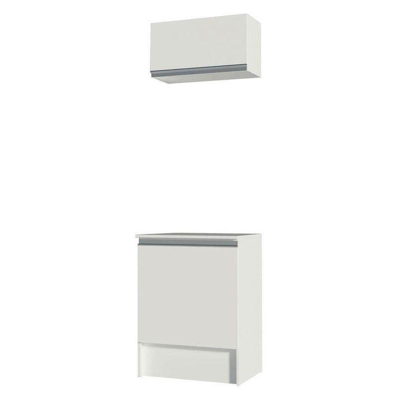 Kit madesa topazio 60 cm 2 portas com armário aéreo e balcão - branco