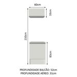 Kit madesa topazio 60 cm 2 portas com armário aéreo e balcão - branco