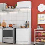 Kit madesa topazio 60 cm 2 portas com armário aéreo e balcão - branco