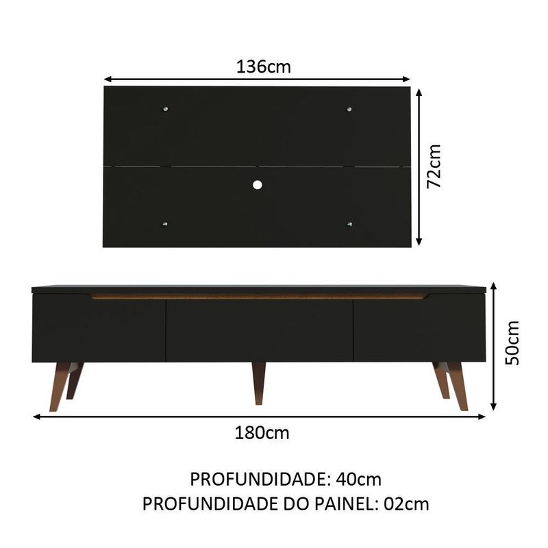Rack madesa reims e painel para tv até 55 polegadas 2 portas e 1 gaveta - preto