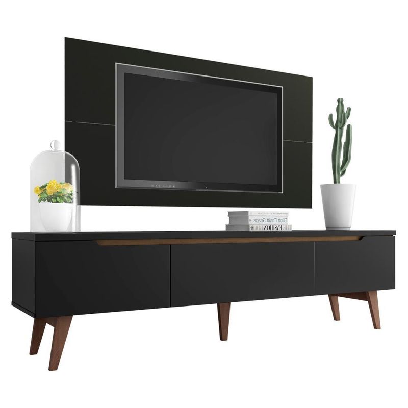 Rack madesa reims e painel para tv até 55 polegadas 2 portas e 1 gaveta - preto