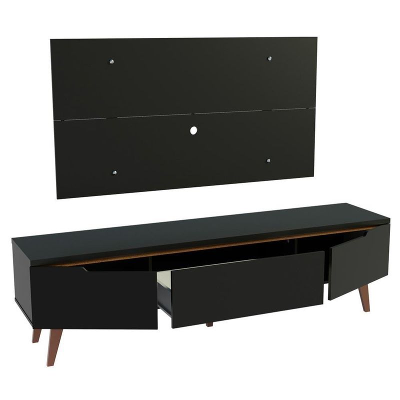 Rack madesa reims e painel para tv até 55 polegadas 2 portas e 1 gaveta - preto