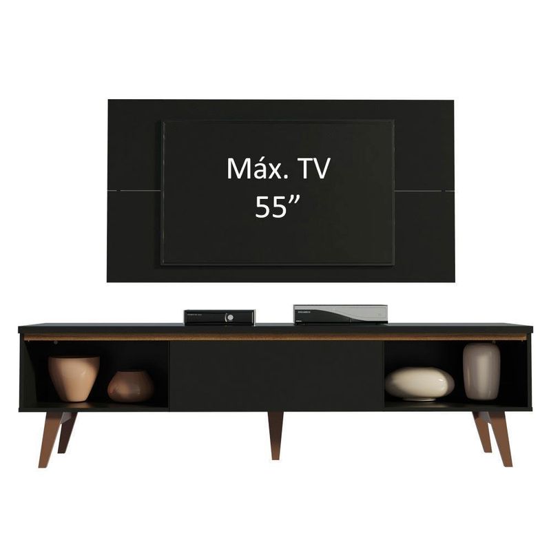 Rack madesa reims e painel para tv até 55 polegadas 2 portas e 1 gaveta - preto