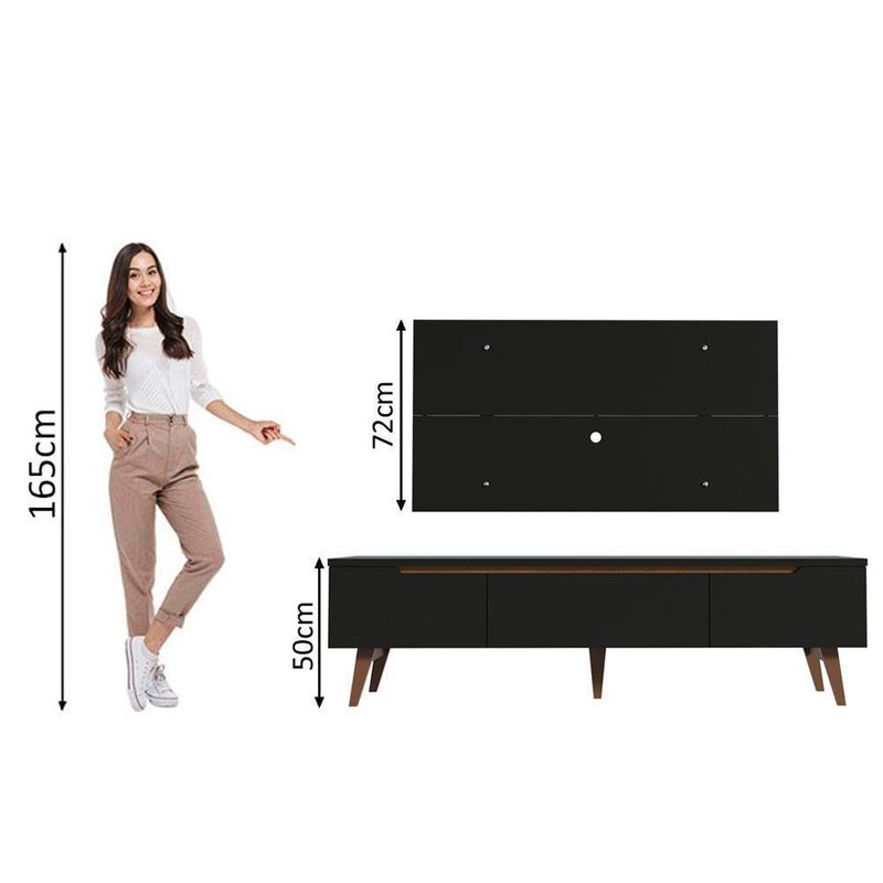 Rack madesa reims e painel para tv até 55 polegadas 2 portas e 1 gaveta - preto