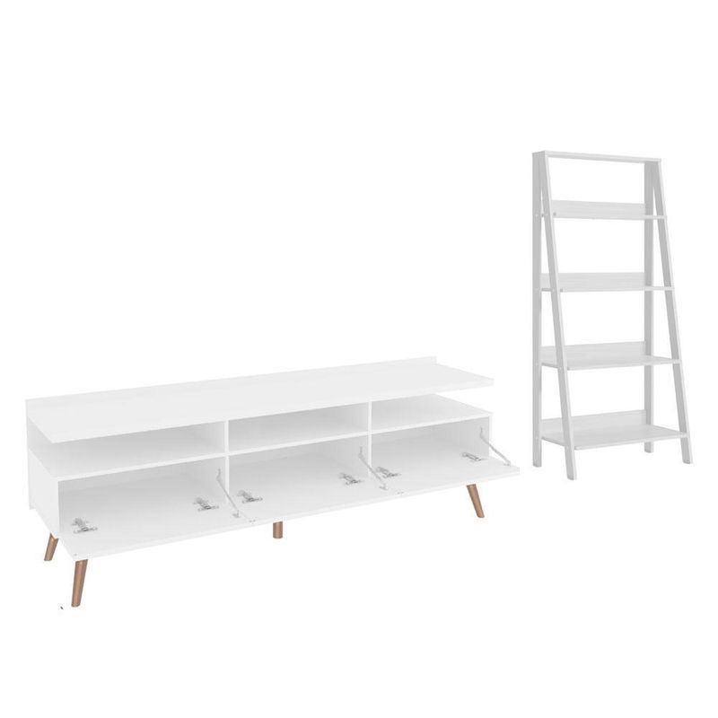 Rack para tv até 65 polegadas madesa londres e estante escada - branco
