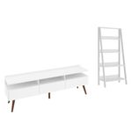 Rack para tv até 65 polegadas madesa londres e estante escada - branco