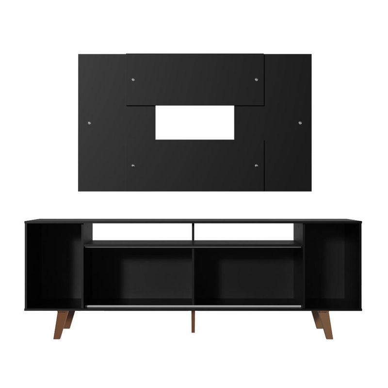 Rack madesa cancun e painel para tv até 58 polegadas com pés - preto 8nd8