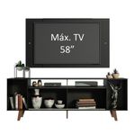 Rack madesa cancun e painel para tv até 58 polegadas com pés - preto 8nd8