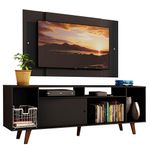 Rack madesa cancun e painel para tv até 58 polegadas com pés - preto 8nd8