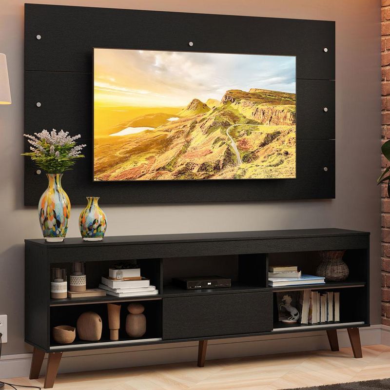 Rack com painel para tv até 65 polegadas com pés texas madesa