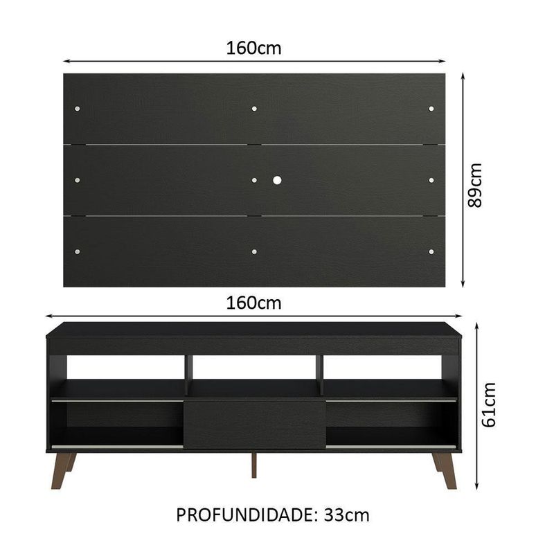 Rack com painel para tv até 65 polegadas com pés texas madesa