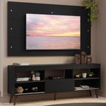 Rack com painel para tv até 65 polegadas com pés preto detroit madesa