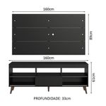 Rack com painel para tv até 65 polegadas com pés preto detroit madesa