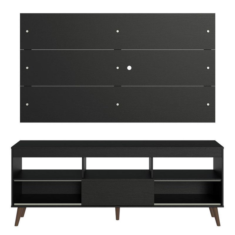 Rack com painel para tv até 65 polegadas com pés preto detroit madesa