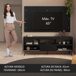 Rack com painel para tv até 65 polegadas com pés preto detroit madesa