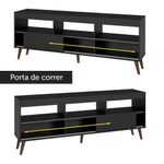 Rack com painel para tv até 65 polegadas com pés preto detroit madesa