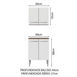 Kit com armário aéreo e balcão 64cm emilly madesa