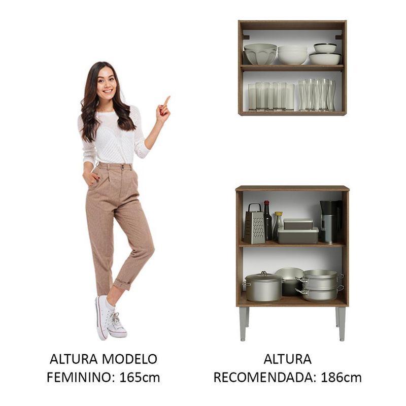 Kit com armário aéreo e balcão 64cm emilly madesa