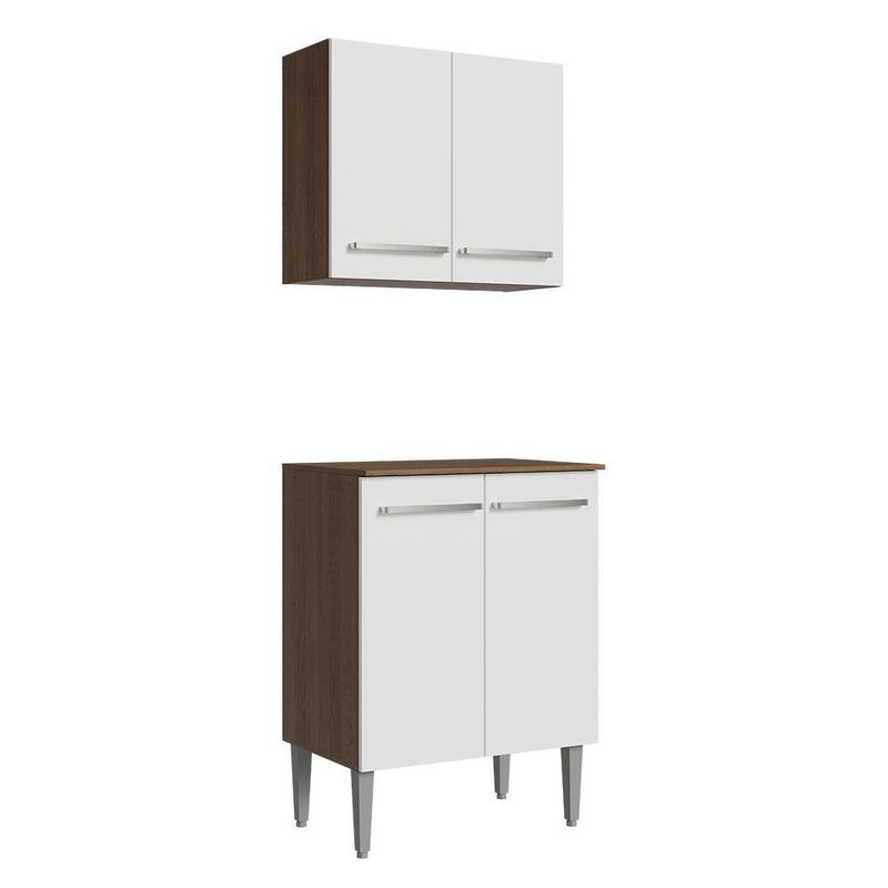 Kit com armário aéreo e balcão 64cm emilly madesa