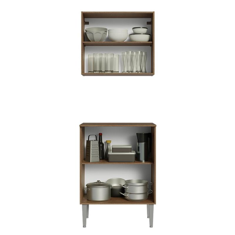 Kit com armário aéreo e balcão 64cm emilly madesa